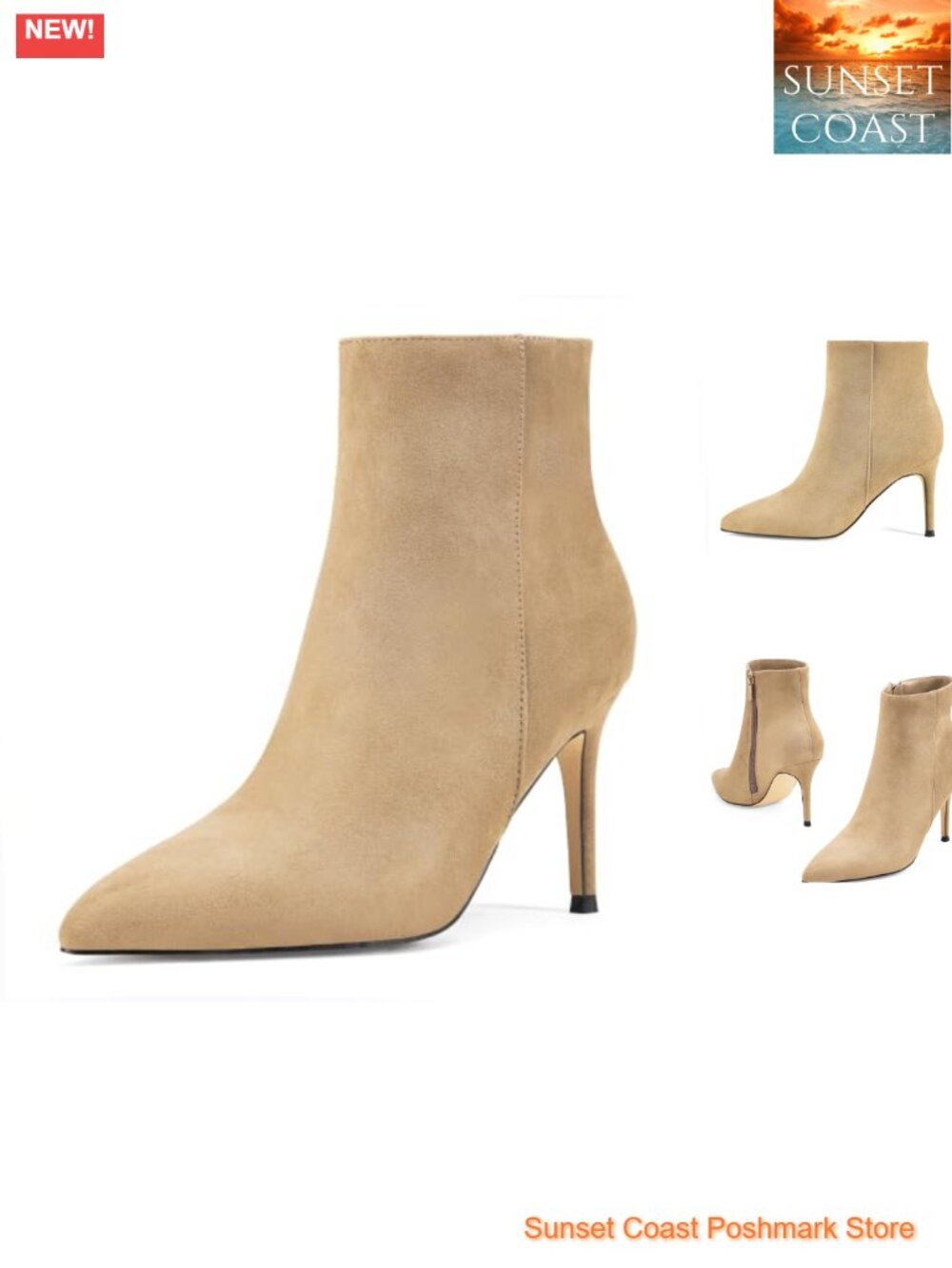 Pointy Toe Ankle Boots Side Zipper Stiletto Heel Women's Booties
